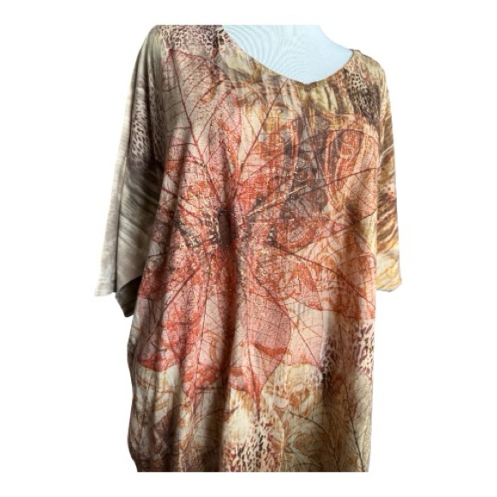 Catherines Multicolor Leaf Print Tunic - Size4x